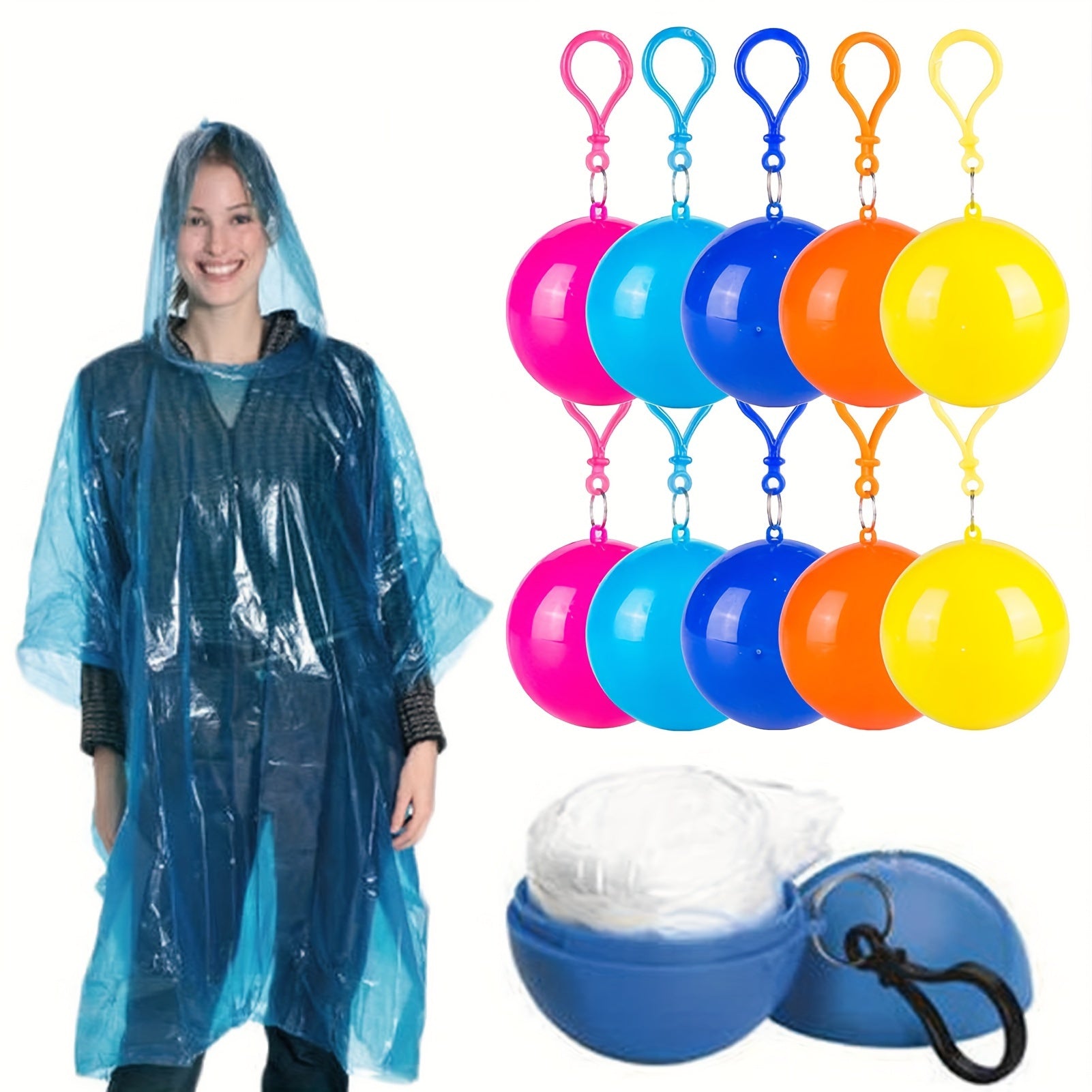 10pcs Adult Rain Ponchos Disposable Emergency Raincoats