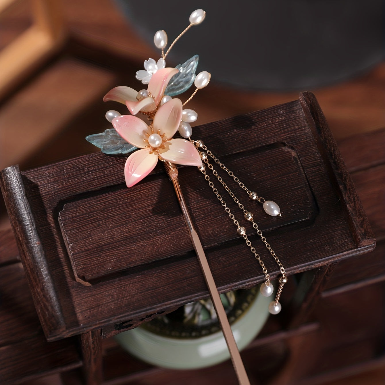 Resin Floral Hair Stick Chinese Style Hair Accessories For Women