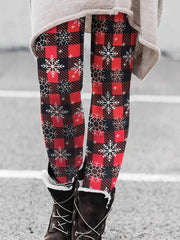  Snowflake Print High Stretch Leggings