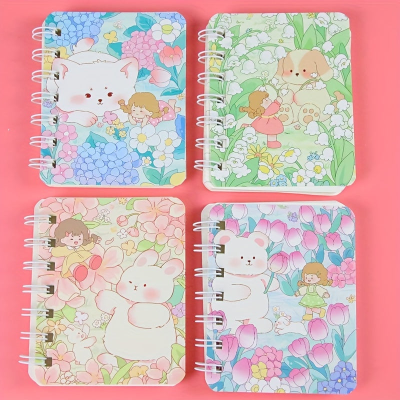 4pcs A7 Side Flip Coil Book Notepad Office Stationery Mini Journal