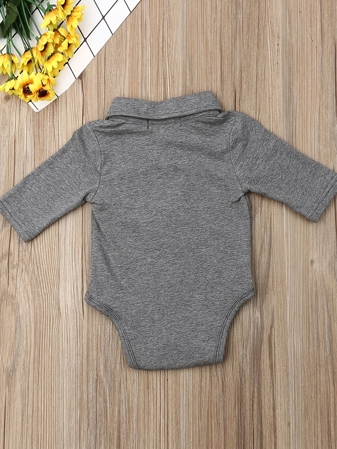 Baby Boy Romper Lapel Button Closure Front Gentleman Jumpsuit