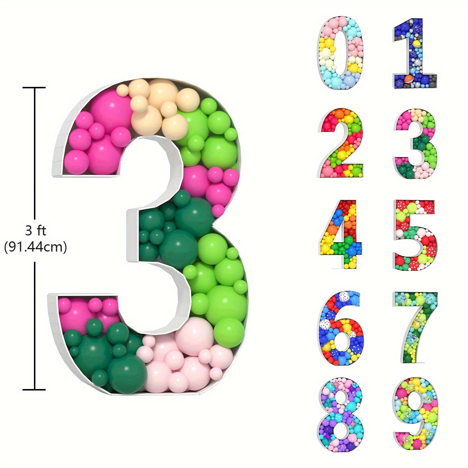 Mosaic Balloon Frame Number 0-9 Marquee Foam Board Backdrop