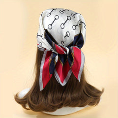 68cm Printed Square Scarf Thin Silk Feeling Satin Headscarf Hair Wrap
