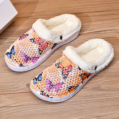 Women's Butterfly Print Warm Hole Shoes Lightweight Outdoor Shoes
