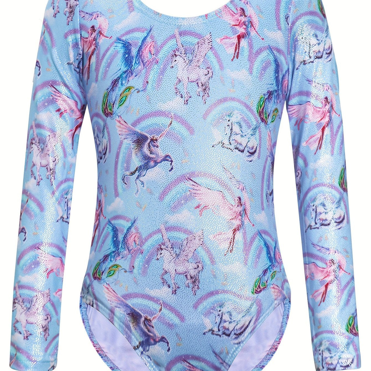 Unicorn Sky Graphic Long Sleeve Ballet Leotard Girls Gymnastics Suit