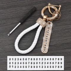 Anti Lost Car Keychains With Phone Number & Bling Diamond