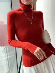 Women's Turtleneck Ribbed Sweater Slim Pullover Knit Top
