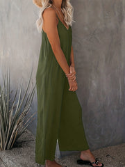 Casual Backless Jumpsuit With Pocket