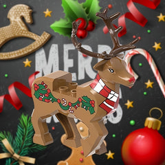 Christmas Santa's Elk Building Block Ornaments Christmas Scene Building Blocks