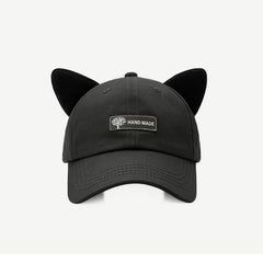 Cat Ears Baseball Cap with Sunglasses - Women's Streetwear Hat