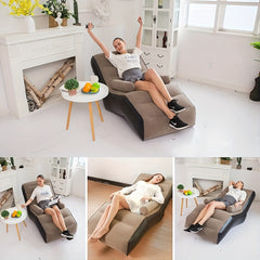 Brown Inflatable Sofa Portable Beanbag for Camping Beach and Home