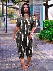  Tie Dye V-Neck Jumpsuit with Pockets