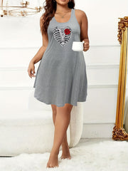  Halloween Skeleton Print Tank Sleep Dress
