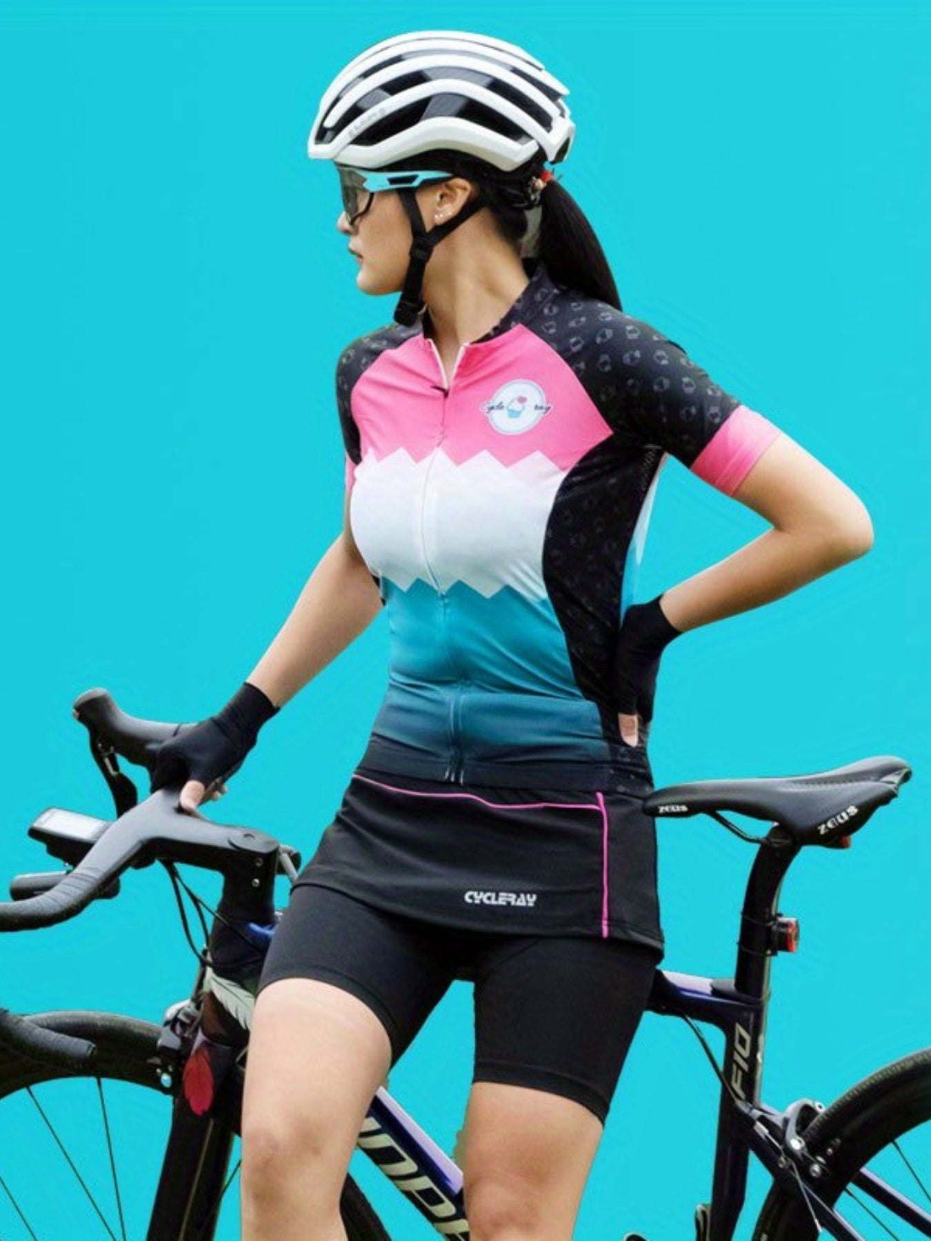 Block Ice Cream Print Cycling Jersey Women's Activewear