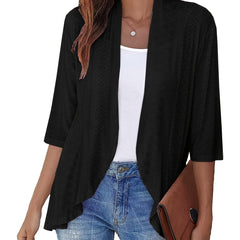 Ruffle Eyelet Cardigan 3/4 Sleeve for Women