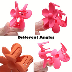 6Pcs Large Frosted Hair Claw Flower Clips for Women