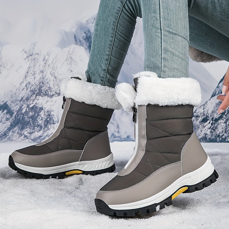 Women's Snow Boots Non Slip Warm Zipper Platform High Tube Boots