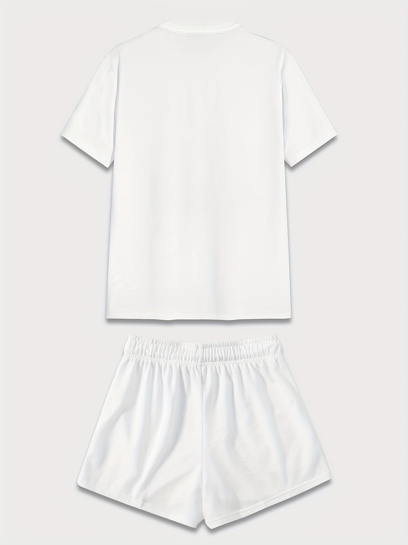 Letter Print Casual Short Sleeve T-shirt & Drawstring Waist Shorts
