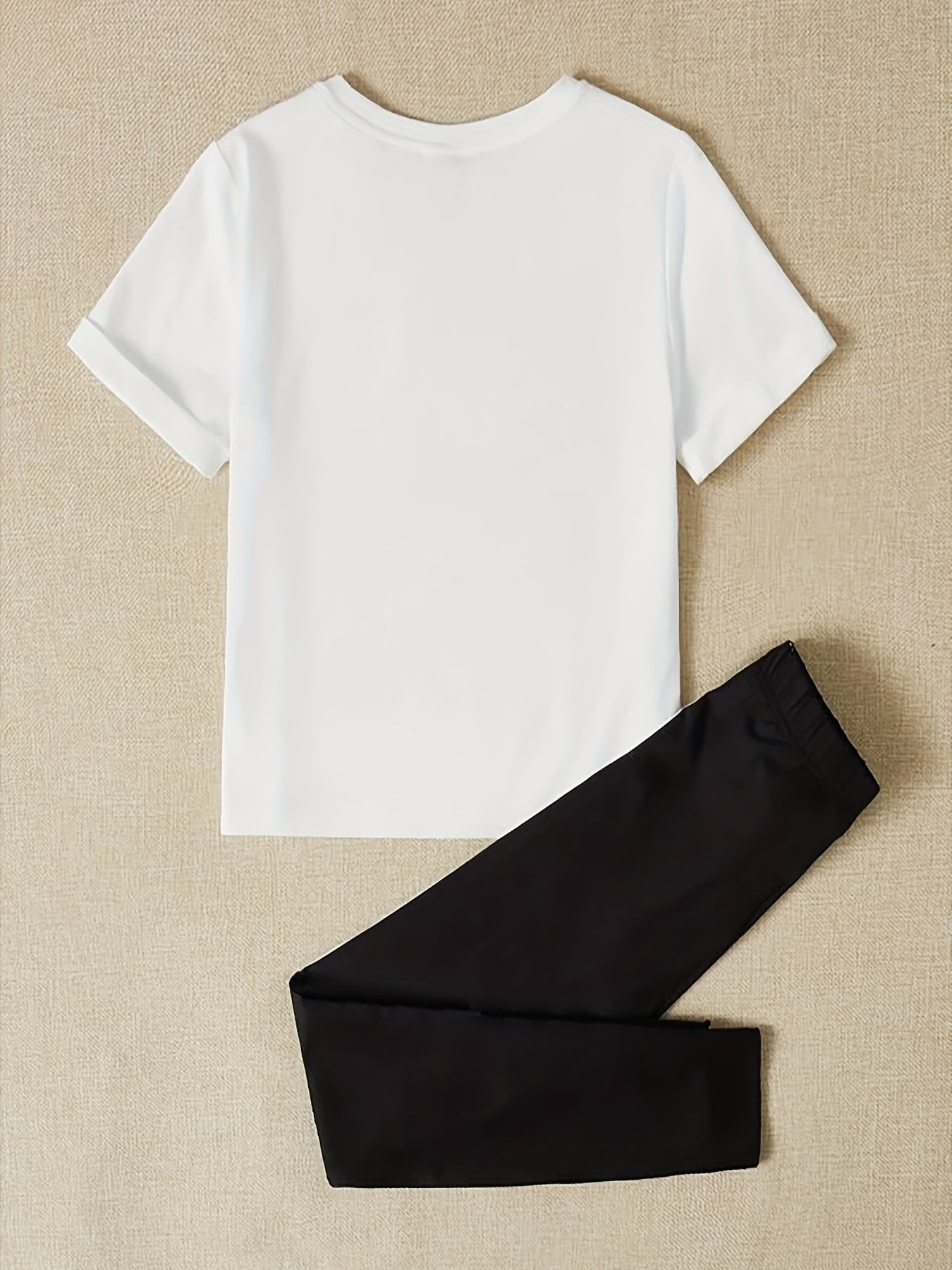 Graphic Print Two Piece Set Short Sleeve T-Shirt & Slim Long Pants