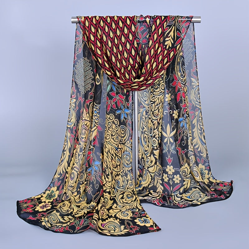 Peacock Pattern Printed Scarf Women's Scarf Hand Wash