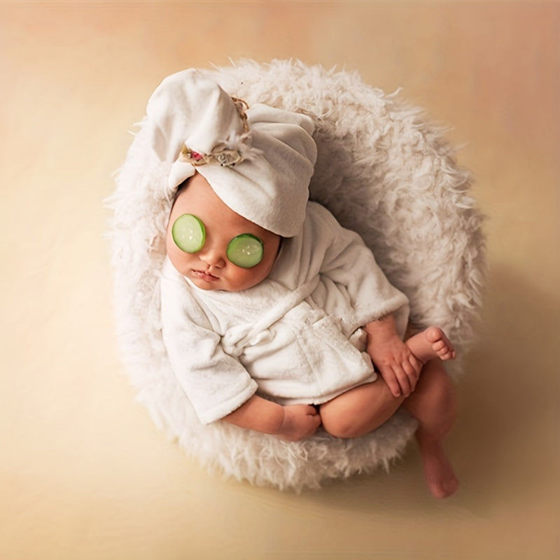 Newborn Photography Props Baby Bathrobes Bath Towel Hooded Robe