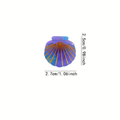 4pcs Sea Shell Shape Acetate Hair Claw Mini Shark Claw Hair Accessories
