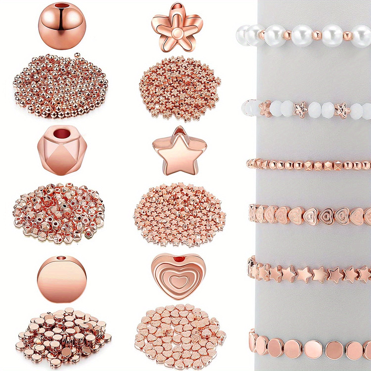 600pcs Mixed Shape Spacer Beads Set for Bracelet Earrings