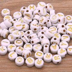 100pcs Mixed Letter Acrylic Beads Round Flat Alphabet Spacer Beads