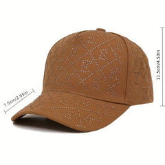 Rhinestone Letter Decor Baseball Cap Cotton Adjustable Dad Hats