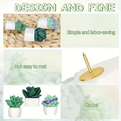 9pcs Succulent Thumbtack Plant Pot Resin Tack Press Nail Wall Nail Decoration