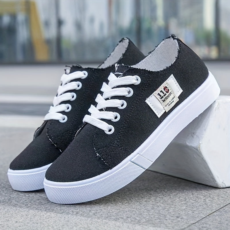 Women's Flat Canvas Shoes Low Top Sneakers Lightweight Walking Shoes