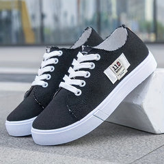Women's Flat Canvas Shoes Low Top Sneakers Lightweight Walking Shoes
