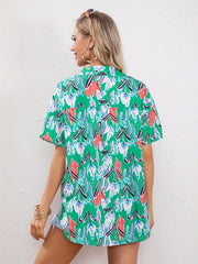  Vacay Blouse Women's Plus Allover Print Short Sleeve