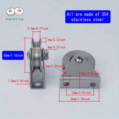 2pcs 304 Stainless Steel U Groove Rollers With Single 635ZZ Bearing