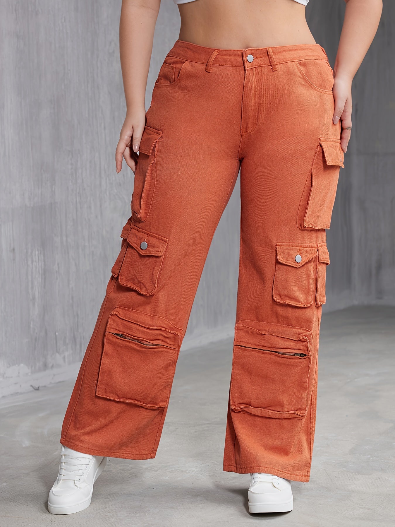  Wide Leg Cargo Jeans with Pockets