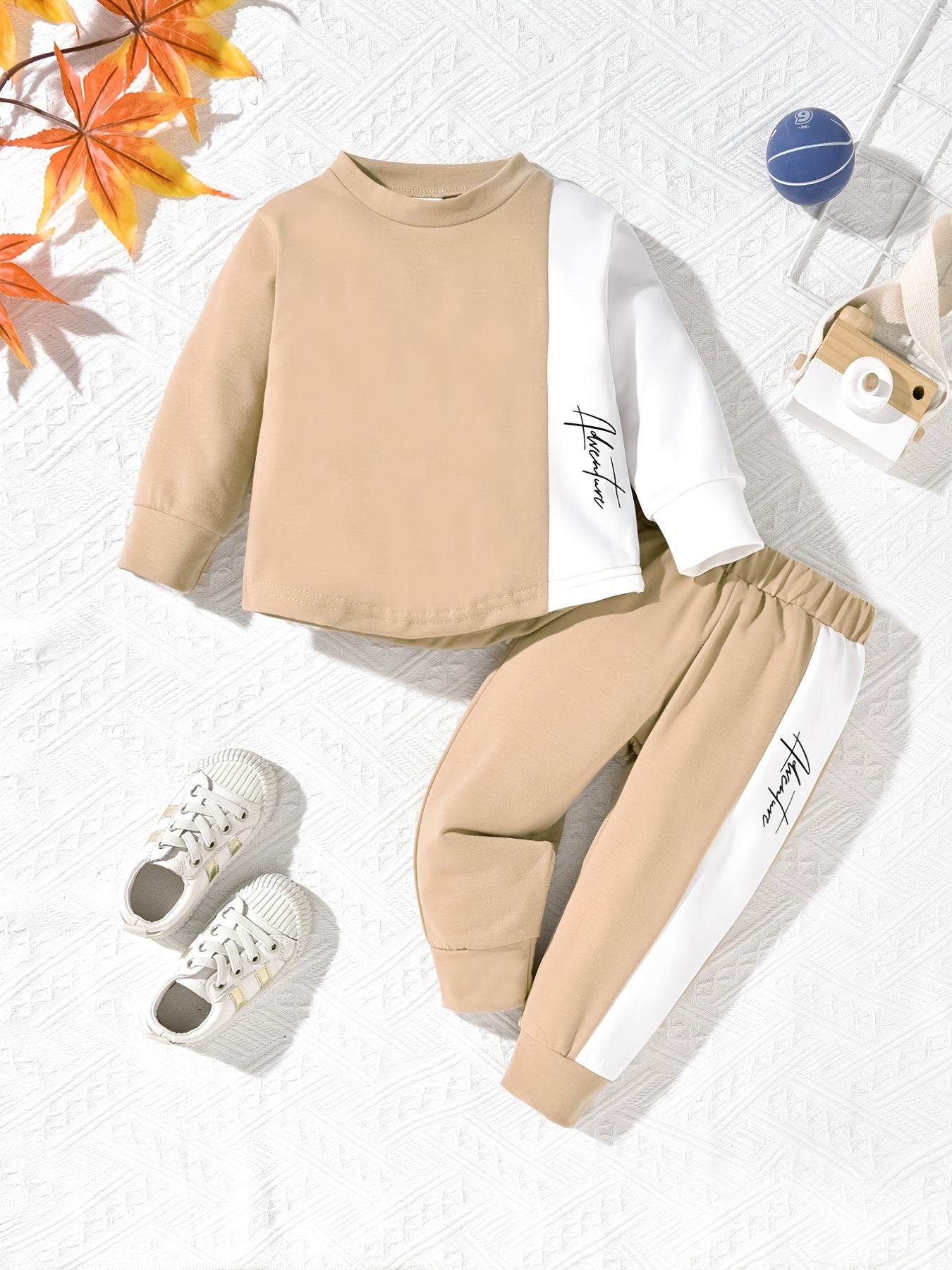 Baby Boys Contrast Outfit Long Sleeve Sweatshirt Trousers 2pcs Set
