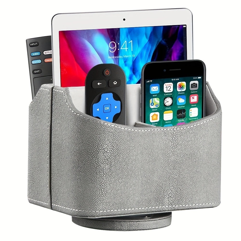 Rotating Remote Control Holder PU Leather Organizer