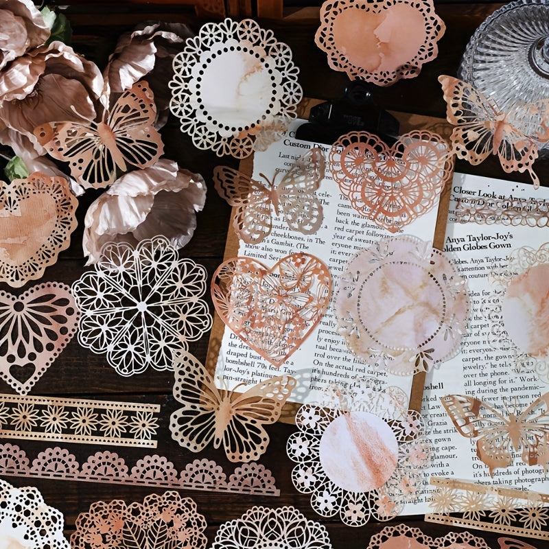 10pcs Traces of the Past Series Material Pack Retro Hollow Lace Journal Decor