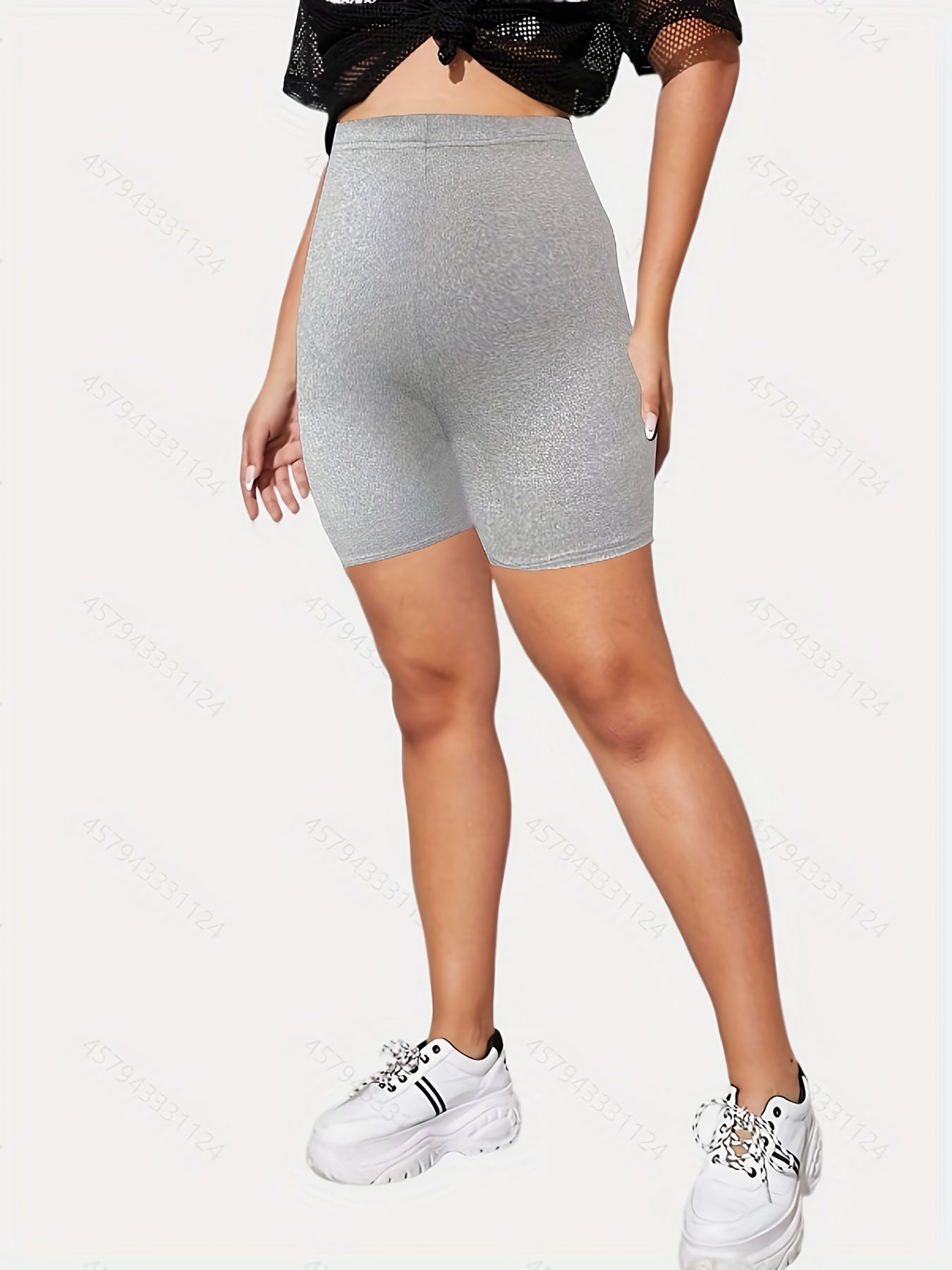  Solid Stretch Skinny Fit Biker Shorts