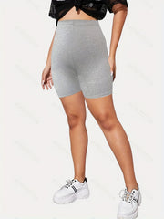  Solid Stretch Skinny Fit Biker Shorts