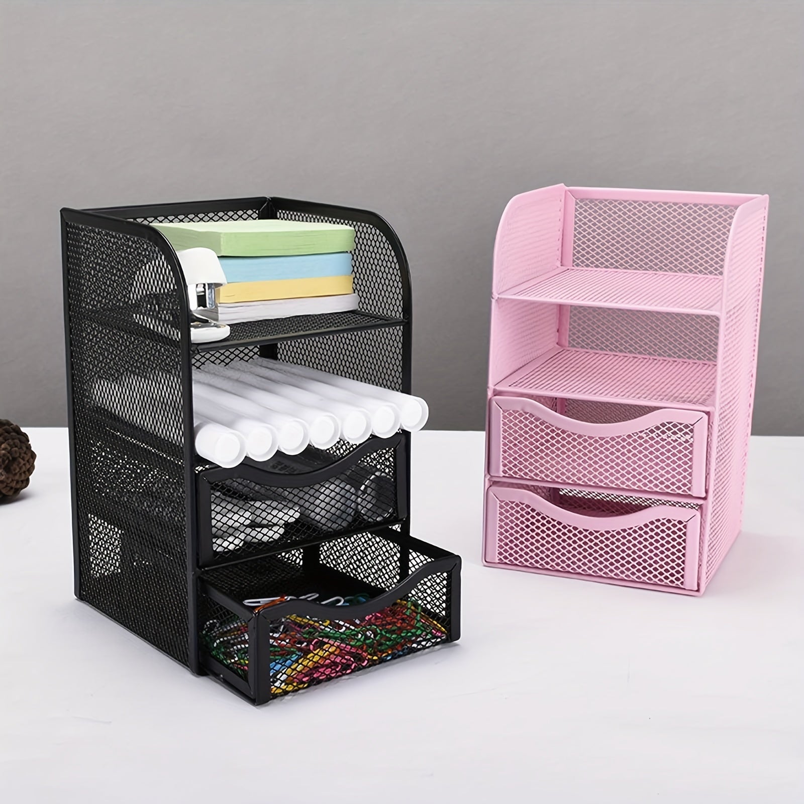 Mesh Desk Organizer Drawer File Letter Tray Office Storage Vanity File
