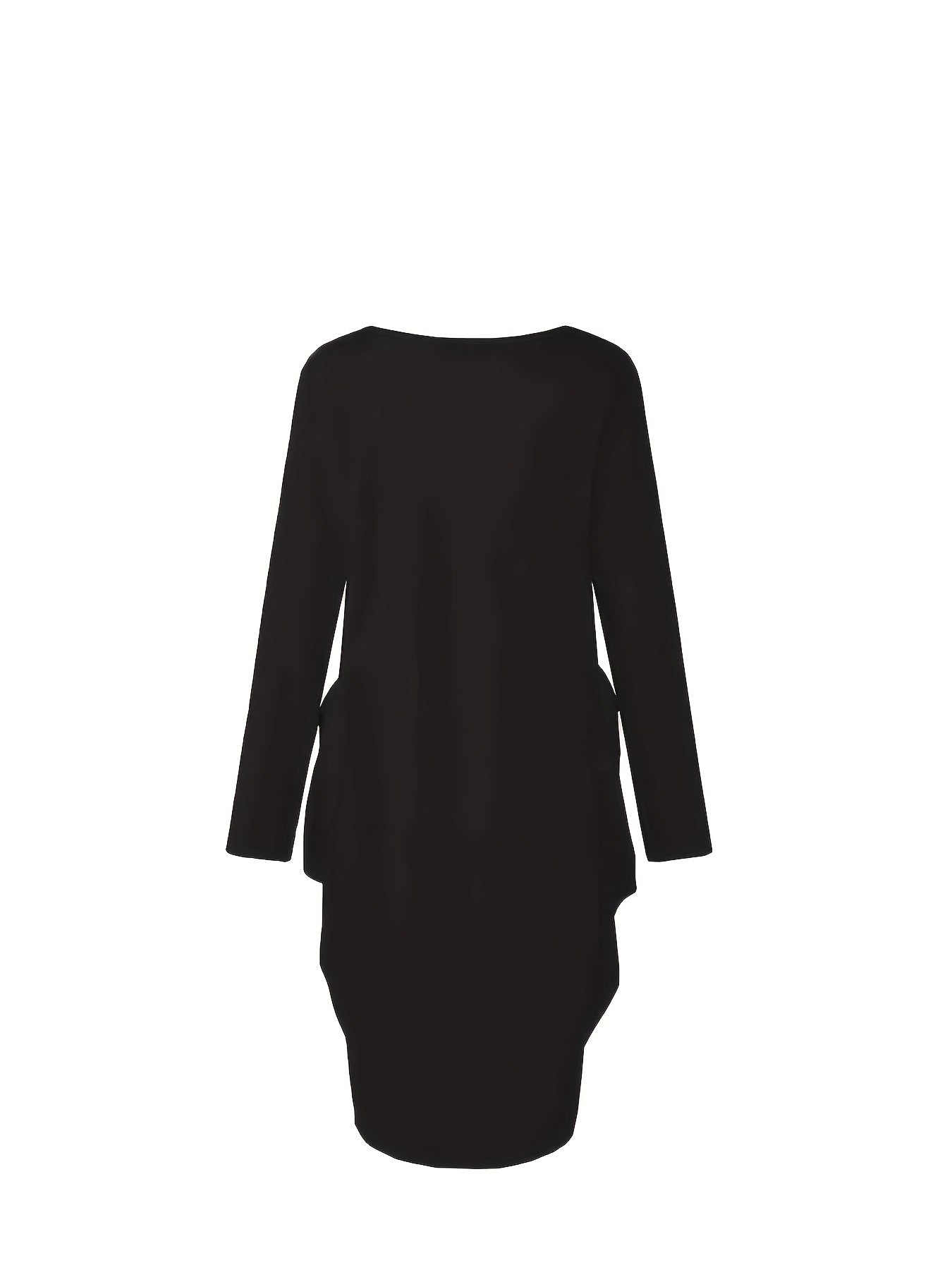 Women's Plus Dragonfly & Letter Print Round Neck Dress With Pockets