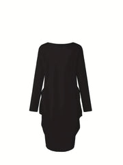 Women's Plus Dragonfly & Letter Print Round Neck Dress With Pockets