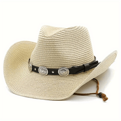 Boho Cowboy Straw Hat for Beach, Versatile Sun Hat