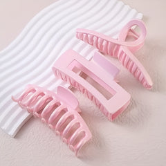 3pcs Pink Hair Claw Non Slip Clips for Thin Hair