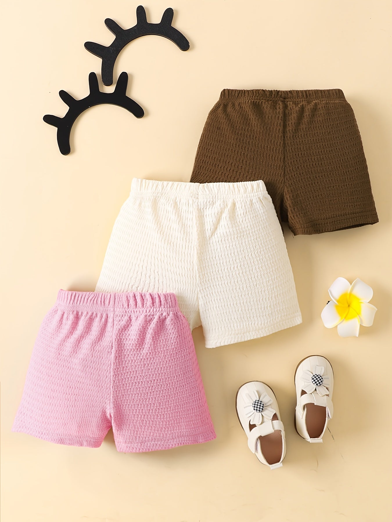 Girls Multicolor Casual 3pcs Shorts Set