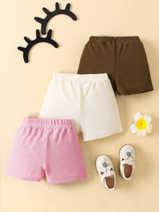 Girls Multicolor Casual 3pcs Shorts Set