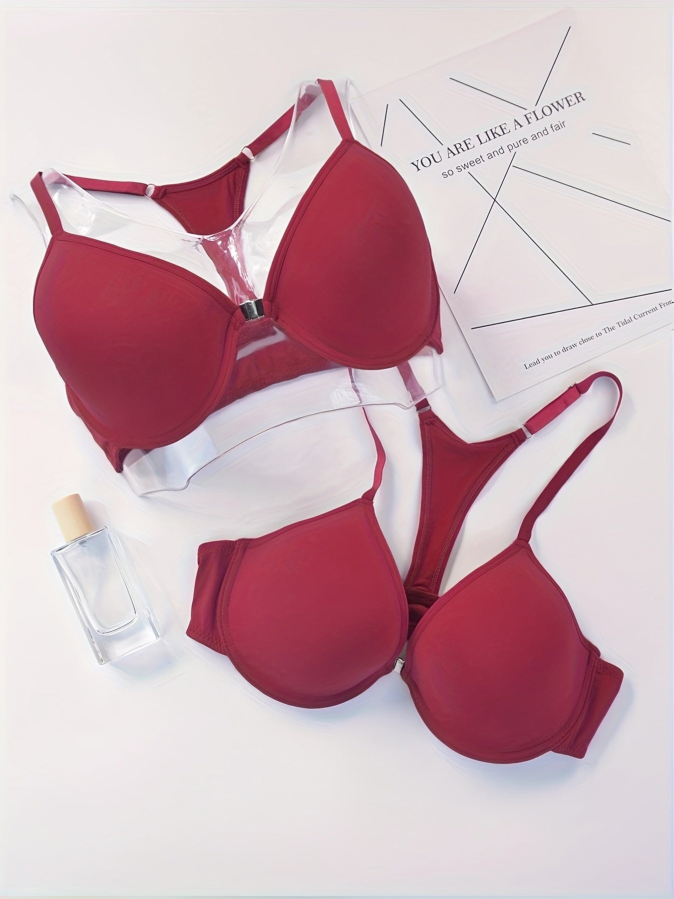2pcs Front Buckle Push Up Bras Anti sagging T Shirt Bra Women's Lingerie