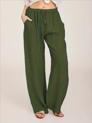  Solid Wide Leg Pants With Pockets