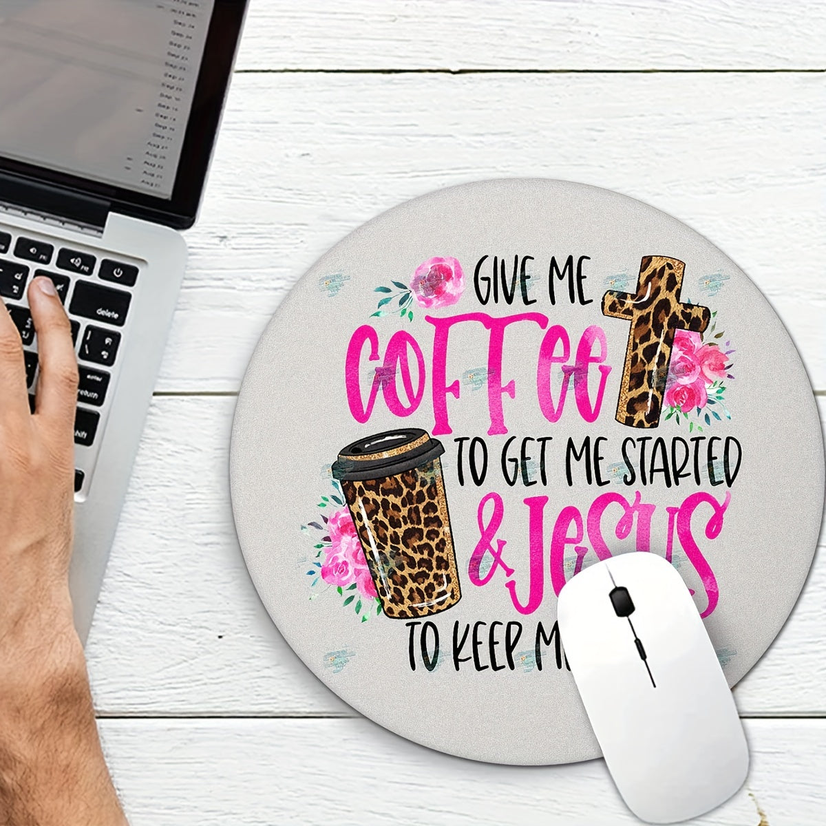 Coffee Pattern Round Mouse Pad 7.87in Non-slip Rubber Game Office Mouse Pad